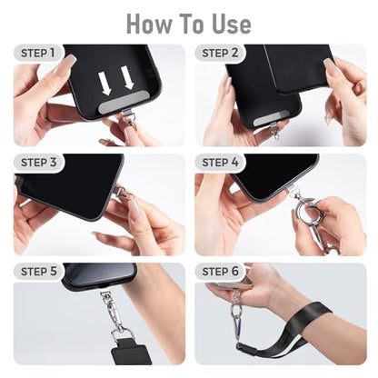 Tiostep Clip and Go Strap for Phone with Wallet Crossbody Phone Lanyard Adjustable and Detachable RFID Wristlet Wallet (Black White Checkered, Large) - color: Black White Checkered, size: Large