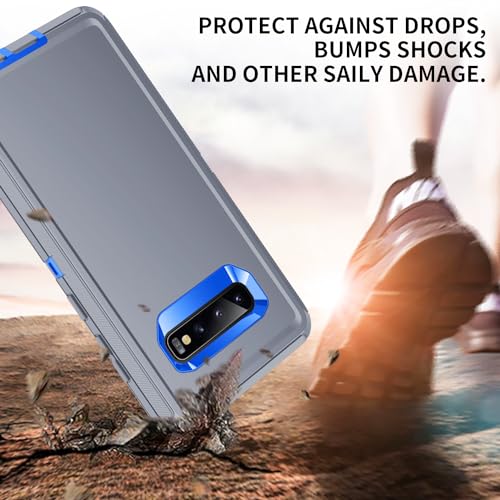 for Galaxy S10 Case,[Without Screen Protector] Heavy Duty Shockproof Dust/Drop Poof 3 Layers Full Bady Protection Rugged Cover for Galaxy S10,Grey/Dark Blue - color: Grey/Dark Blue