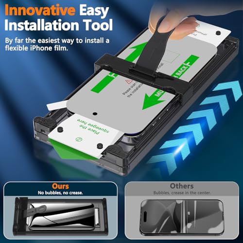 2 Pack for iPhone 16 Pro Privacy Screen Protector Film (NOT Glass), Anti-Spy Flexible PET Film Screen Protector for iPhone 16 Pro with [Easy Installation Tray], Full Coverage, Non-breakable - size: iPhone 16 Pro