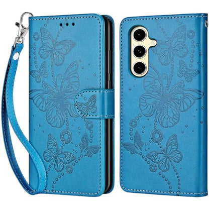 for Samsung Galaxy S24 FE Wallet case, Blue-Butterfly | 3 Card Holders, Kickstand, Shockproof TPU Shell, PU Leather, Magnetic Closure, Protective Flip Folio Cover, Women - color: 8