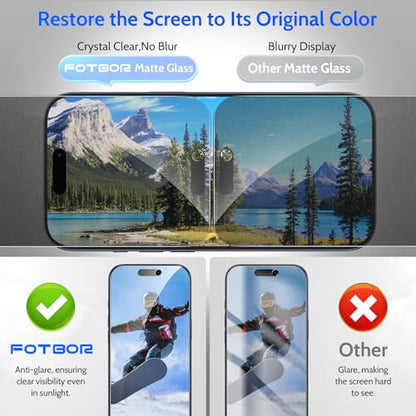Fotbor [Ultra-Shield 26° True Privacy Screen Protector Compatible with iPhone 17 Pro, 2-Pack Elite Matte AG Etched Glass, 9H Anti-Shatter, with [Installation Master Kit] - size: iPhone 17 Pro-6.3 inch