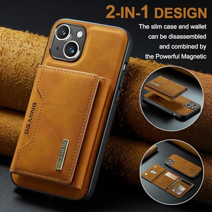 Leather Wallet Phone Cases Compatible with iPhone 15 Plus Case with Card Holder Men 6.7'' 2 in 1 Detachable Back Cover (Brown, IP 15 Plus) - color: Brown, size: IP 15 Plus
