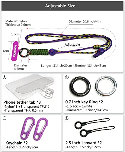 Phone Lanyard Crossbody, Anti Theft Phone Strap Adjustable Neck - color: Flower Purple