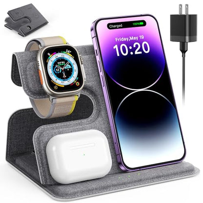JARGOU Foldable 3 in 1 Charging Station for Apple - color: Grey