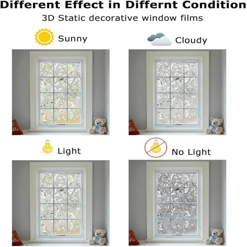 LEMON CLOUD Window Privacy Film, Tulip Stained Glass Sticker 11.8″ x 78.7″ - color: 3d, size: 11.8 x 78.7 Inch