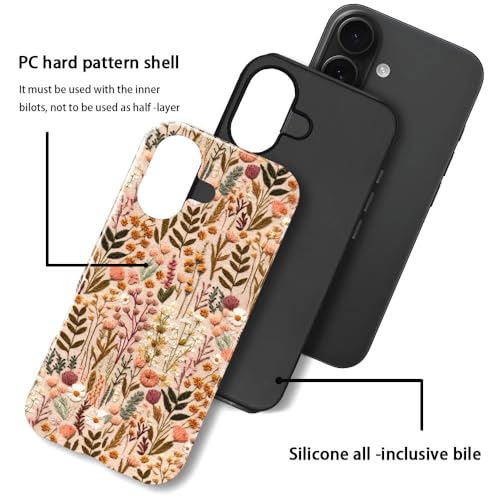 Compatible with iPhone 17,Anti-Scratch Glossy Case Cover,Boho Romantic Embroidery Flower - color: Boho Romantic Embroidery Flower, size: IPhone 17