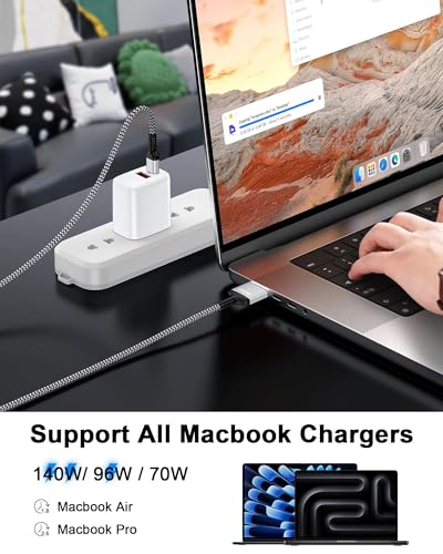 140W MagSafe 3 Cable 6.6ft, Mag Safe Charger Magnetic for MacBook Pro Air - color: White