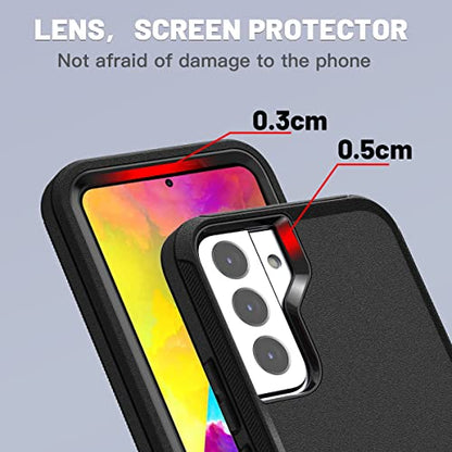 AICase Belt-Clip Holster Case for Galaxy S22, Heavy Duty Drop Protection Full Body Rugged Shockproof/DustProof Military Grade Tough Durable Cover for Samsung Galaxy S22 (Black) - color: Black with Belt Clip