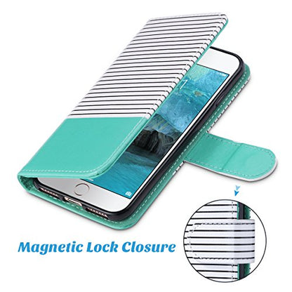 ULAK for iPhone SE 3(2022)/SE(2020)/8/7 Wallet Case Card Holder, Minimal | Premium PU Leather Flip Case with Kickstand Card Slots [RFID Blocking] Wrist Strap, Durable Shockproof Cover 4.7 Inch - color: Minimal
