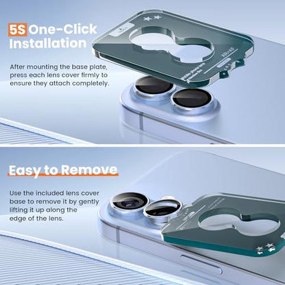imluckies Camera Lens Protector for iPhone 17 6.3", [AR+AF] HD Clear Tempered Glass Lens Cover, 9H Hardness Scratch Resistant Individual Metal Ring, Case Friendly & Easy Install, Blue - color: Blue