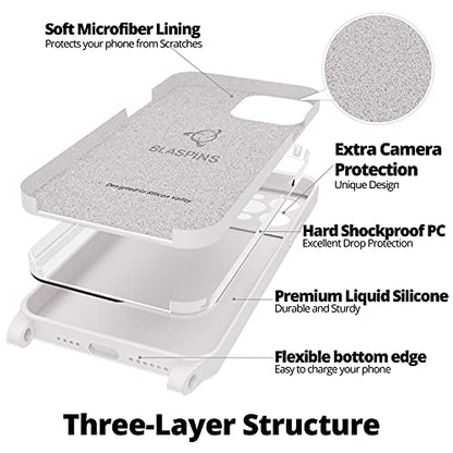Crossbody Lanyard Strap Case for iPhone 14 Pro Max, Neck Cross Body, Adjustable Holder Removable, Drop Protection Shockproof, Hands-Free Silicone Case 6.7 inch, 150 cm Strap, iP14PM - White - color: White