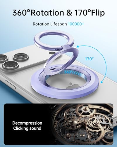 SYNCWIRE Magnetic Phone Ring Holder, for MagSafe Phone Grip Stand Kickstand - color: Lilac Purple