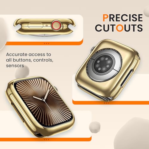 [2 Pack] Bumper Case for Apple Watch Series 11/10 46mm, Gold - color: Gold+Gold, size: 46 mm Series 11/10