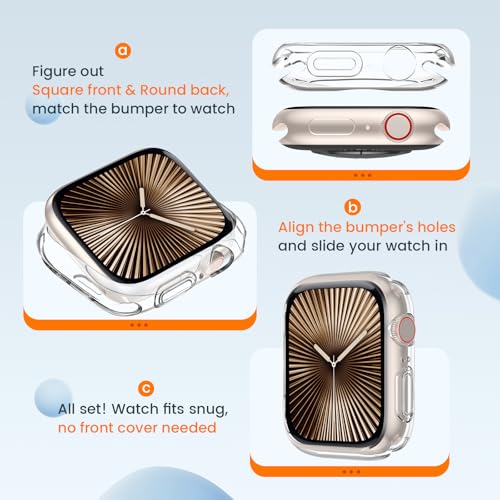 [2 Pack] Bumper Case for Apple Watch Series 11/10 42mm, Clear - color: Clear+Clear, size: 42 mm Series 11/10