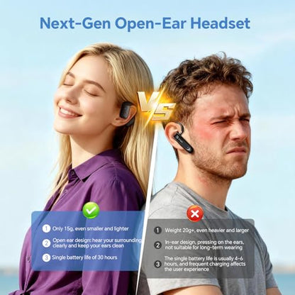 Single Bluetooth One Ear Earbud Open Ear Bud Air Conduction Earbud Earless Out of Ear Headphones Bluetooth Wireless Earpiece with Earhook OWS Open Ear Bud Wireless Ear Hanging Bluetooth Headset - color: White