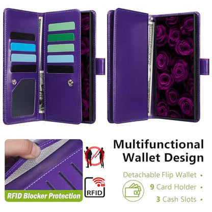 Varikke for Galaxy S25 Ultra Wallet Case Magnetic Detachable, Deep Purple - color: Dark Purple, size: Galaxy S25 Ultra 6.9"
