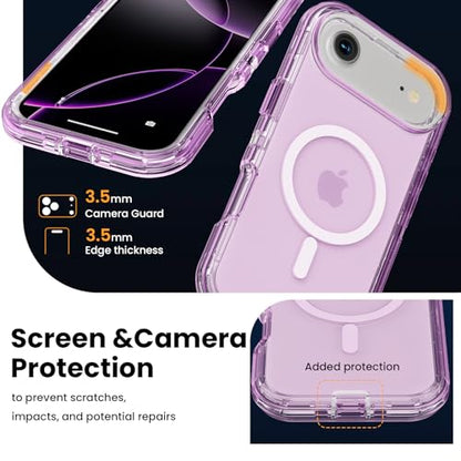 Follaroma Magnetic for iPhone 17 Air Case, Heavy Duty Phone Cases, Purple | Compatible with MagSafe, Heavy Duty Shock proof Protection, Military-Grade Anti-Drop, Dual Layer Transparent Protective Cover - color: Purple, size: iPhone 17 Air 6.5''