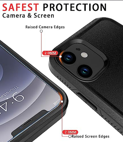 Diverbox for iPhone 12 case [Shockproof] [Dropproof] [Tempered Glass Screen Protector ] Heavy Duty Protection Phone Case Cover for Apple iPhone 12 - color: Black-2in1