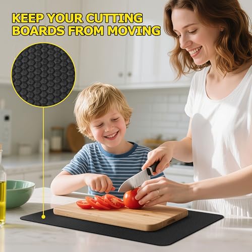 Upgraded 10” x 15” Non-Adhesive Non-Slip Cutting Board Mat Multi-Purpose - color: Black