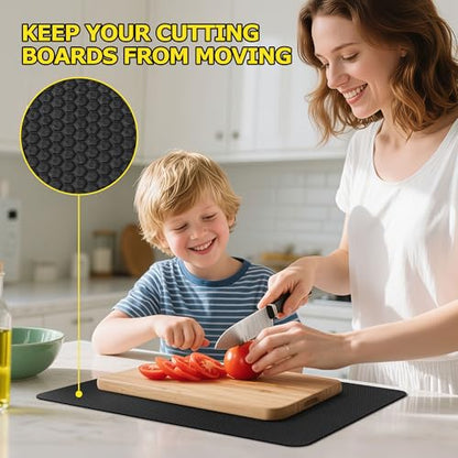 Upgraded 10” x 15” Non-Adhesive Non-Slip Cutting Board Mat Multi-Purpose - color: Black