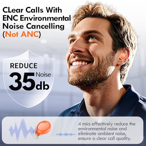 Lanteso True Wireless Earbuds Bluetooth 5.4, in Ear Headphones - color: Orange