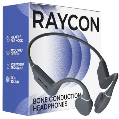 Raycon Bone Conduction Headphones - Open Ear Running Headphones & Bluetooth Earbuds, Sweat & Water-Resistant with Mic (Gray) - color: Gray