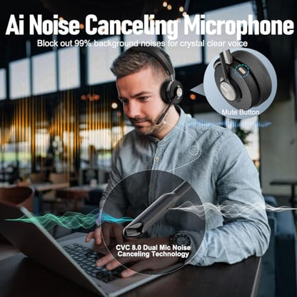 Active Noise Cancelling Headset, Wireless Hybrid ANC Headset, Bluetooth 5.2