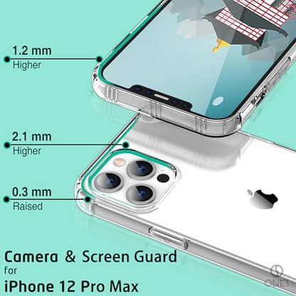ONES Clear Case for iPhone 12 Pro Max Anti-Yellowing Crystal Clear Case, Military-Grade Shockproof Slim Transparent Phone Cover with Camera Guard - color: HD High Transparency, size: iPhone 12 Pro Max