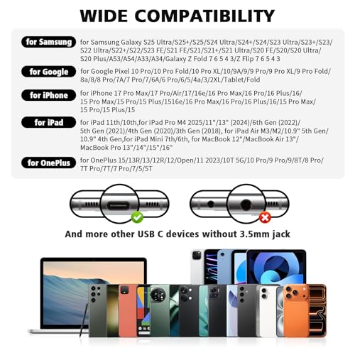 USB C Headphones Wired for iPad/iPhone 18 Pro Max Duo 17 Air 16 15 Plus - color: Gunmetal