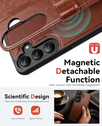 OCASE for Samsung Galaxy S26 Detachable Wallet Case with Card Holder, [2 in 1] PU Leather Flip Folio Case with RFID Blocking Stand Wrist Strap Shockproof Phone Cover 2026, Dark Brown - color: Dark Brown, size: Samsung Galaxy S26