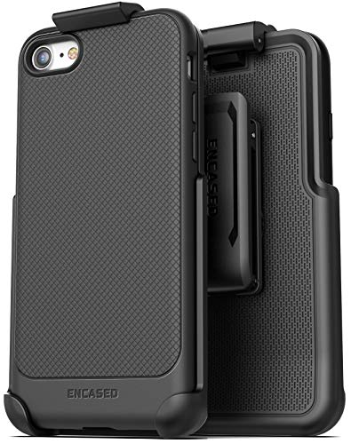 Encased iPhone SE Belt Clip Case (2020/2022) Thin Armor Grip Cover with Holster (Matte Black) - size: iPhone SE 2020/2022