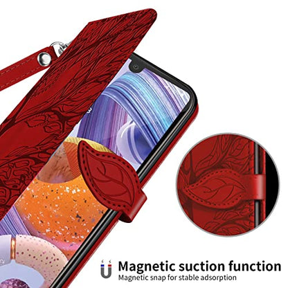 LG Stylo 6 Wallet Case with Card Holder/Slot,PU Leather Flip Folio Shell [Magnetic Closure][Wrist Strap][Kickstand] Shockproof Cover Fit LG Stylo 6(6.8''),Red - color: Red, size: LG Stylo 6