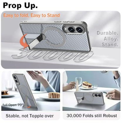 for Samsung Galaxy S25 Edge Case with Stand Compatible with MagSafe +1 Screen Protector, [Built in Kickstand &Magnet][Heat Dissipate] Protective Matte Case for Galaxy S25 Edge (Gray) - color: Gray