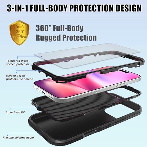 for iPhone 17 Case with Screen Protector Rock and Roll Skeleton Cool Design, Full Body Rugged Heavy Duty Shockproof Protective Phone Case for iPhone 17, Gothic Skull - color: Gray Black