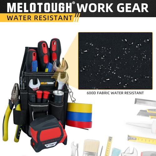 MELOTOUGH Pocket Tool Pouch Tool Belt Pouches with Belt Clip Utility Mini Tool Organizer Pouch for Electrician,Carpenter,Construction,Technician - color: Grey/Black