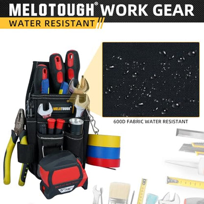 MELOTOUGH Pocket Tool Pouch Tool Belt Pouches with Belt Clip Utility Mini Tool Organizer Pouch for Electrician,Carpenter,Construction,Technician - color: Grey/Black