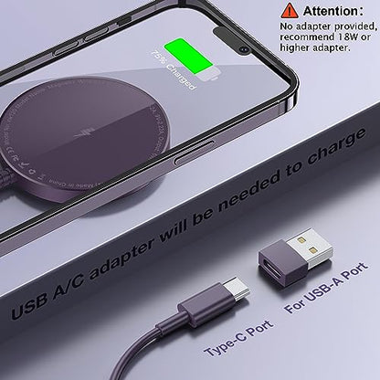 Magnetic Wireless Charger for iPhone: Compatible with Magsafe Charger iPhone 17 16 15 14 13 12 Series & Airpods 4 3 2 Pro-Fast 15W Max Charging Pad Strong Magnet, Dual USB-C/A Ports-Home Office Travel