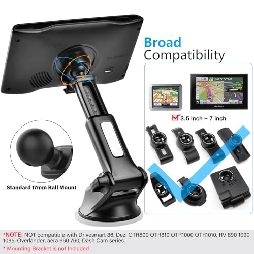 1Zero 2 Pack GPS Suction Cup Car Mount for Garmin [Quick Extension Arm] - color: 2-Pack