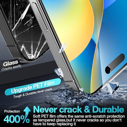 2 Pack for iPhone 17 Pro Privacy Screen Protector Film (NOT Glass), Anti Blue Light Flexible PET Film Screen Protector for iPhone 17 Pro with [Easy Installation Tray] - Purple - size: iPhone 17 Pro