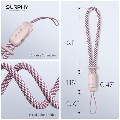 SURPHY 2 Pack Phone Lanyard, Phone Wrist Strap for Case, Camera Wrist Strap - color: Pink & Gray
