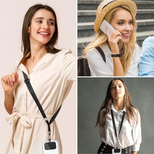 Phone Lanyard,Adjustable Crossbody Lanyard with Wrist Strap Black - color: Black