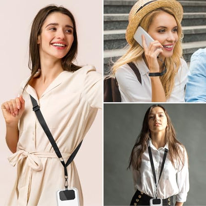 Phone Lanyard,Adjustable Crossbody Lanyard with Wrist Strap Black - color: Black