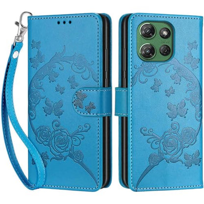 Wallet Case for Motorola Moto G Power 2025/2026, Blue Flower | Women Flip Folio Cover, Embossed PU Leather, Stand, Credit Card Holders Slots, Wrist Strap - color: 5