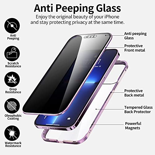 Magnetic Titanium for iPhone 15 Pro Privacy Screen Case Full Body Cover - color: Gold Titanium, size: iPhone 15 Pro