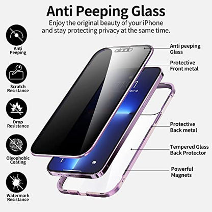 Magnetic Titanium for iPhone 15 Pro Privacy Screen Case Full Body Cover - color: Gold Titanium, size: iPhone 15 Pro