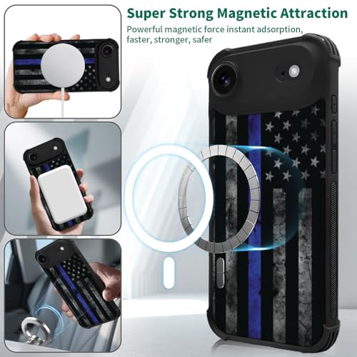 DJSOK Case for iPhone 17 Air,Compatible with MagSafe,Anti-Scratch Shockproof Case,American Police Flag - color: American police flag, size: iPhone 17 Air