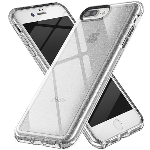 TENOC Phone Case Compatible with iPhone 7 Plus & iPhone 8 Plus, Glitter Case Clear Sparkling Protective Bumper Cute Cover for Girls Women - color: Clear Glitter, size: iPhone 7/8 Plus