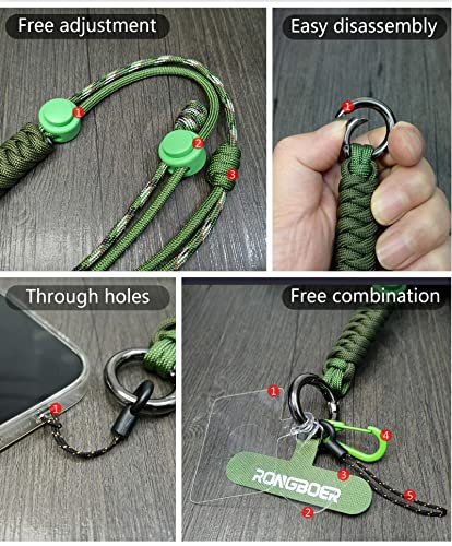 Phone Lanyard Crossbody, Anti Theft Phone Strap Adjustable Neck - color: Jungle Green