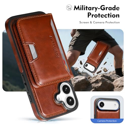Antsturdy Compatible with MagSafe iPhone 17 Air Wallet Case,Brown | 2 in 1 Detachable Magnetic,Credit Card Holder Slots,RFID Blocking,PU Leather,Kickstand,Flip Folio Phone Cover for Men & Women - color: Brown, size: iPhone 17 Air - 6.5"