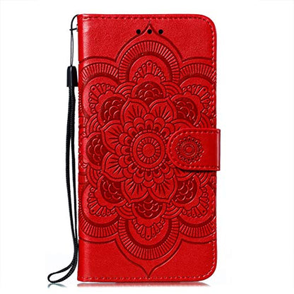 EYZUTAK Case for Samsung Galaxy A17 5G/A26 5G, Premium Leather Magnetic Closure Flip Wallet Phone Case with Card Holder Cash Slots Kickstand Embossed Mandala Flower Shockproof Lanyard Cover - Red - color: Red, size: Samsung Galaxy A17 5G/A26 5G